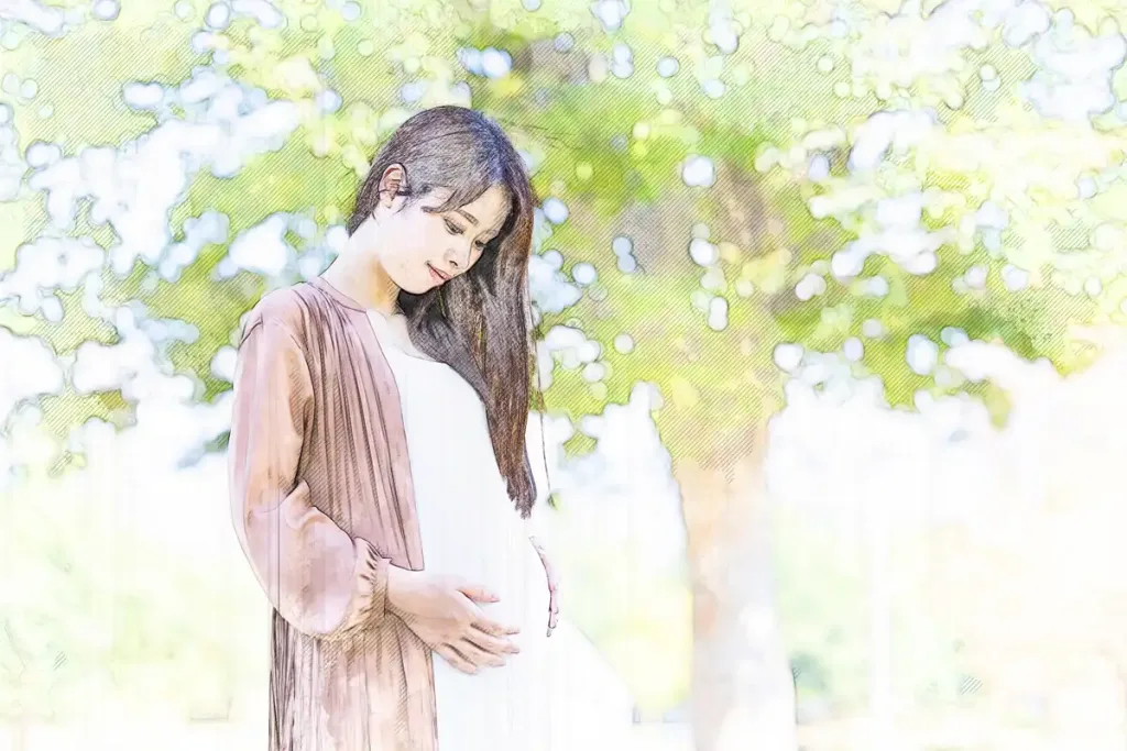 水彩画風加工後 出産・赤ちゃん003