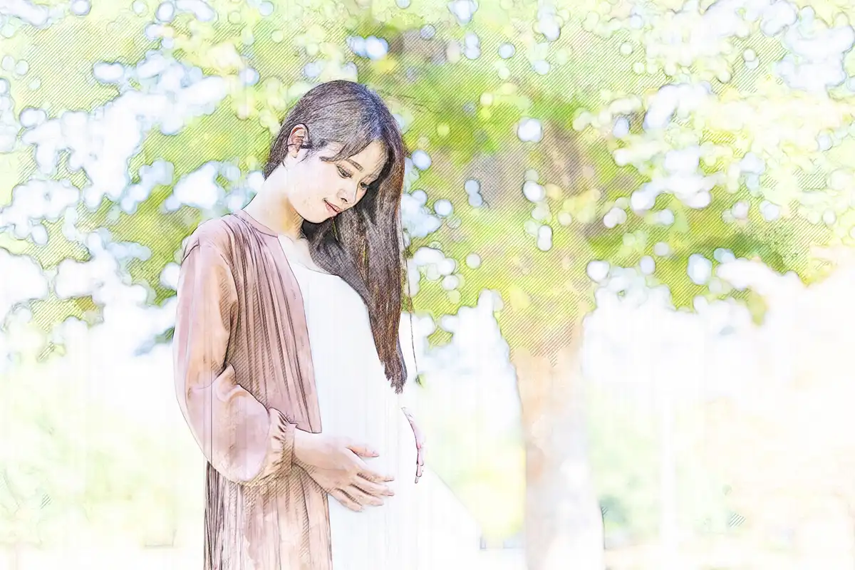 水彩画風加工後 出産・赤ちゃん003