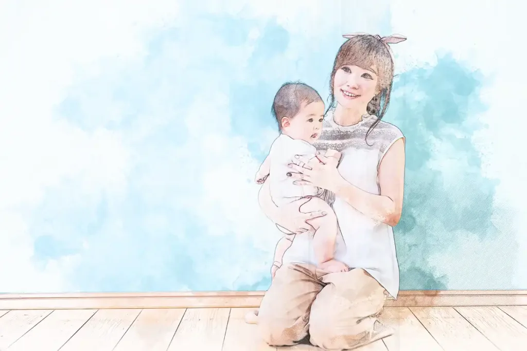 水彩画風加工後 出産・赤ちゃん004