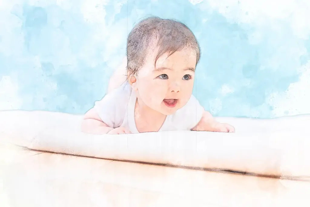 水彩画風加工後 出産・赤ちゃん005