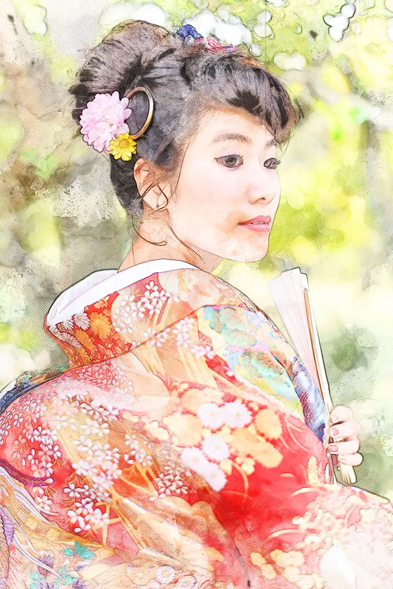 水彩画風加工後 婚約・結婚003